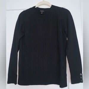Talbots Classic Black Cable Knit Sweater